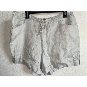 Ellen Tracy Linen Shorts L High Rise Rolled Cuff Drawstring Lagen Cottage